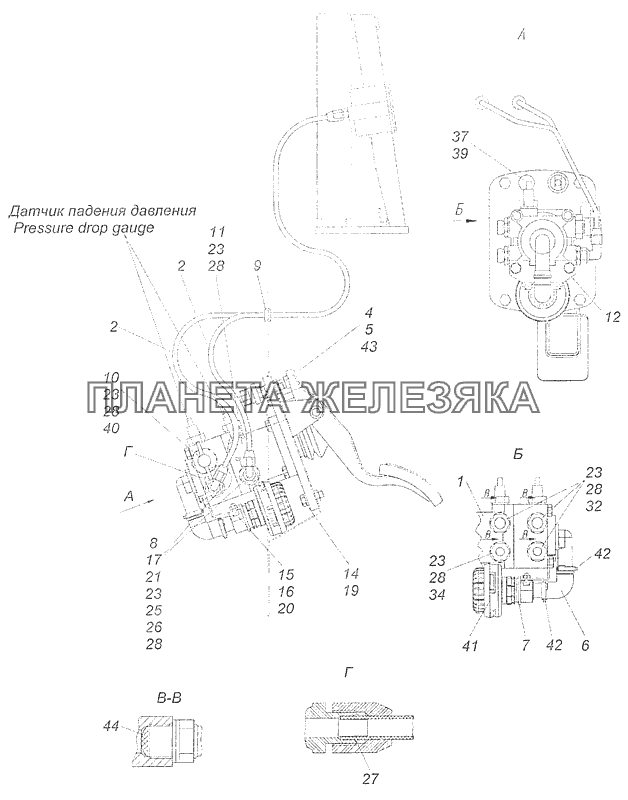 4308-3500014 Установка двухсекционного тормозного крана КамАЗ-65115, 65116 (Евро-4)