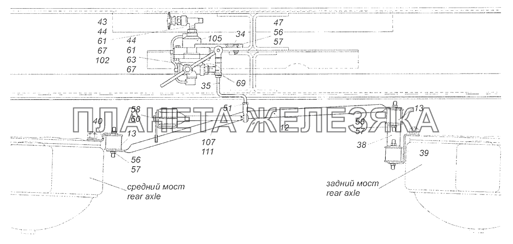 54112-3500033 Установка регулятора тормозных сил КамАЗ-65115, 65116 (Евро-4)