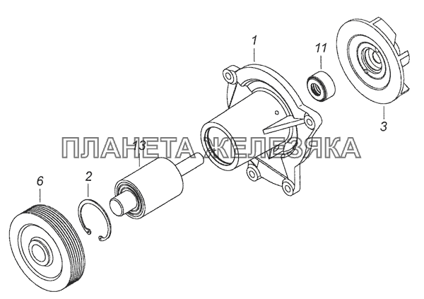 740.50-1307010 Водяной насос КамАЗ-65115, 65116 (Евро-4)