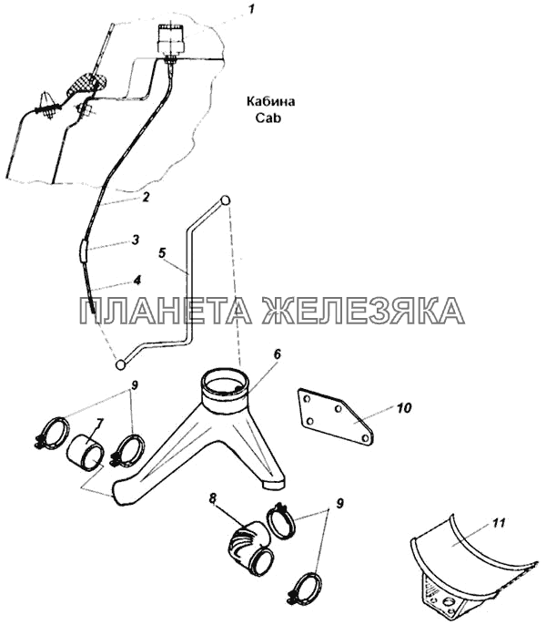 Установка тройника (55111, 65115) КамАЗ-65115