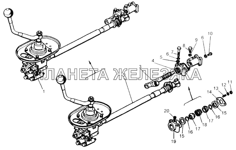 Привод управления механизмом переключения передач (14.1713005) КамАЗ-65115