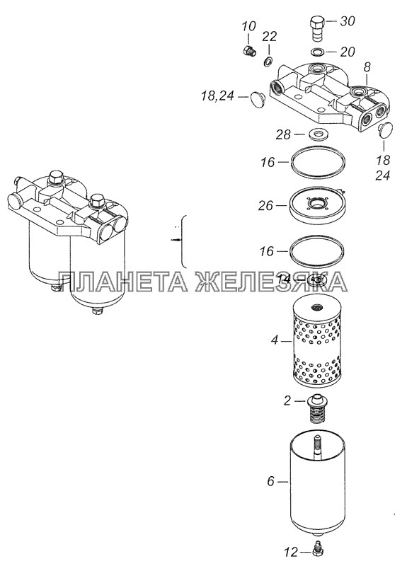 740.51-1117010 Фильтр тонкой очистки топлива КамАЗ-65115 (Евро-3)