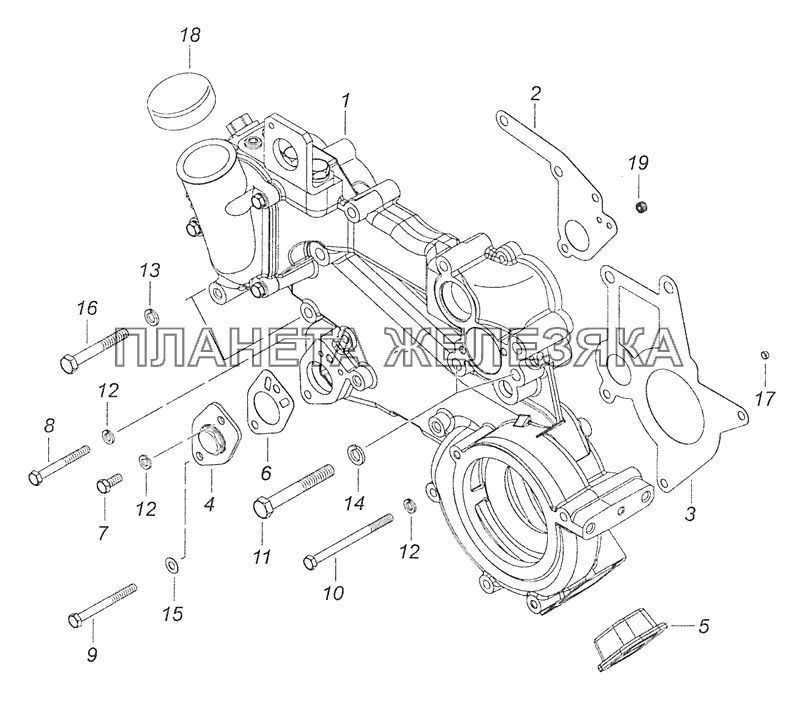 740.62-1303005 Установка корпуса водяных каналов КамАЗ-65115 (Евро-3)
