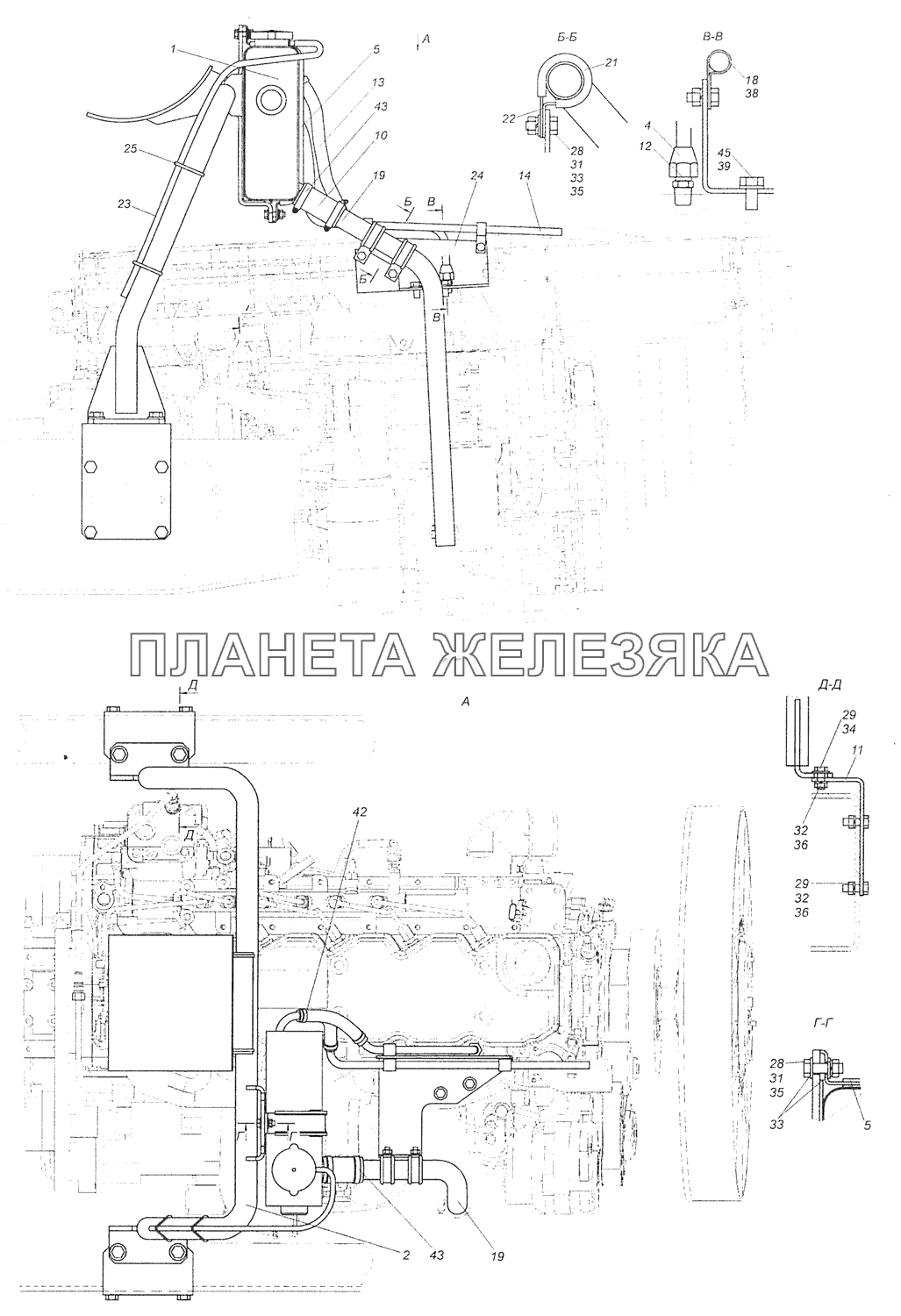 65115-1311005-28 Установка бачка расширительного КамАЗ-65115 (Евро-3)