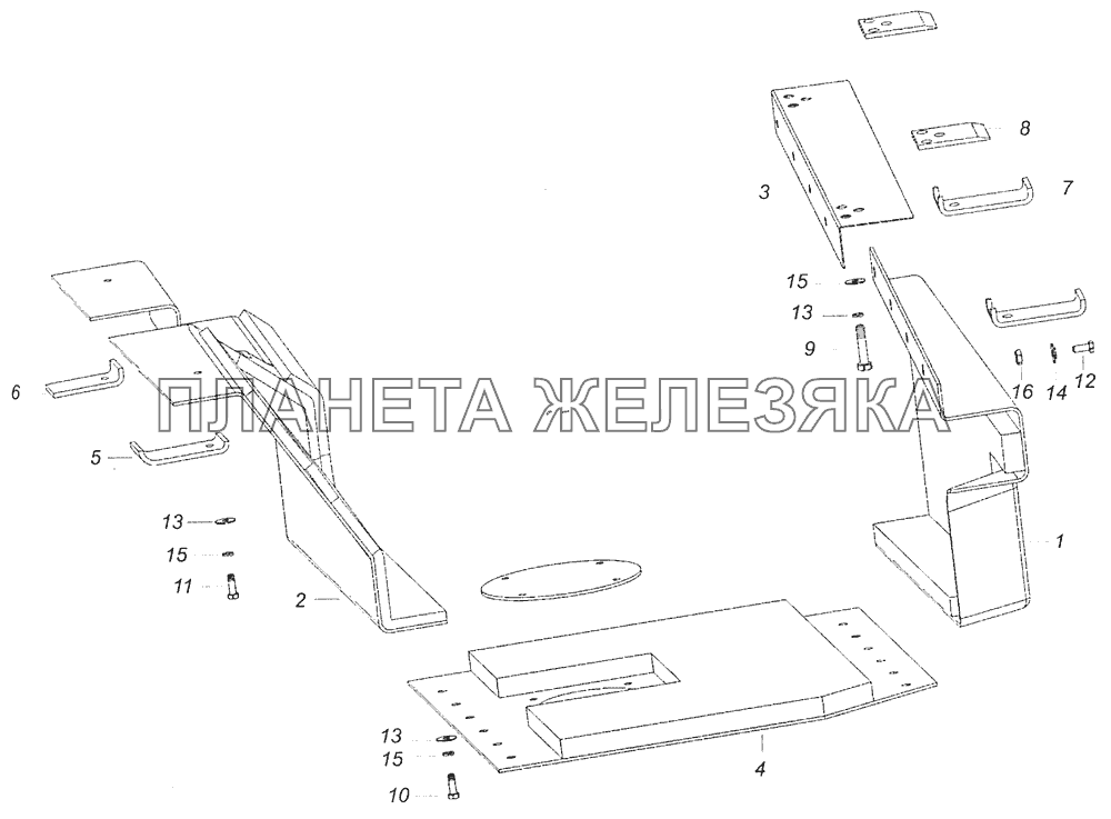 43255-1580004 Установка шумоизоляционного экрана нижнего КПП КамАЗ-65115 (Евро-3)