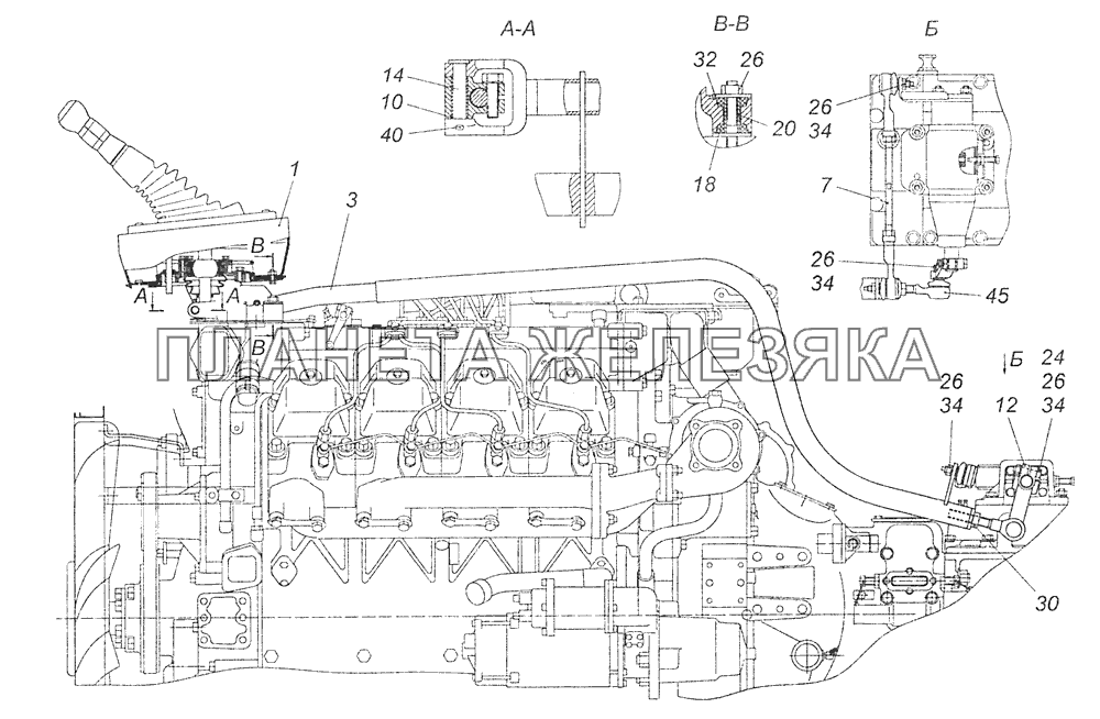 154.1703005-20 Привод управления механизмом переключения передач КамАЗ-65115 (Евро-3)