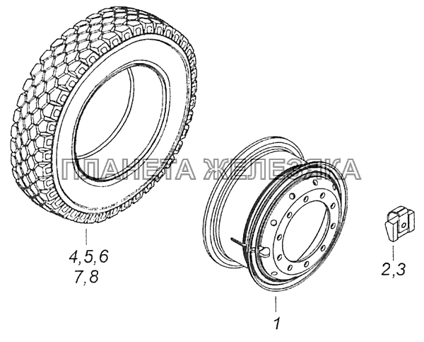 65115-3101011-50 Колесо 7,5-20 с шиной КамАЗ-65115 (Евро-3)