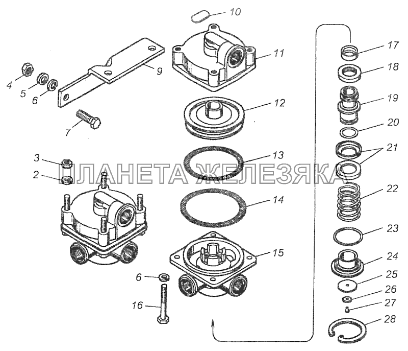 100-3518010-10 Клапан ускорительный КамАЗ-65115 (Евро-3)