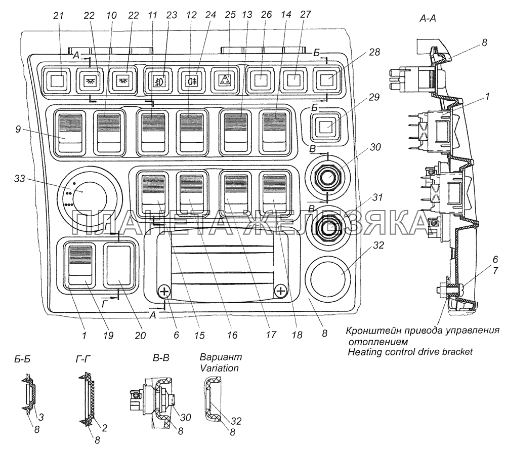 6520-3710001-95 Установка выключателей КамАЗ-65115 (Евро-3)