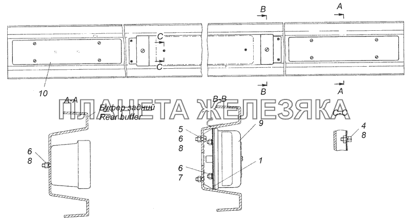 53215-3716002 Установка задних фонарей КамАЗ-65115 (Евро-3)