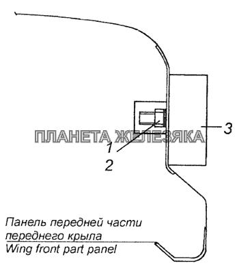 54115-3731001 Установка боковых габаритных фонарей на переднем крыле КамАЗ-65115 (Евро-3)