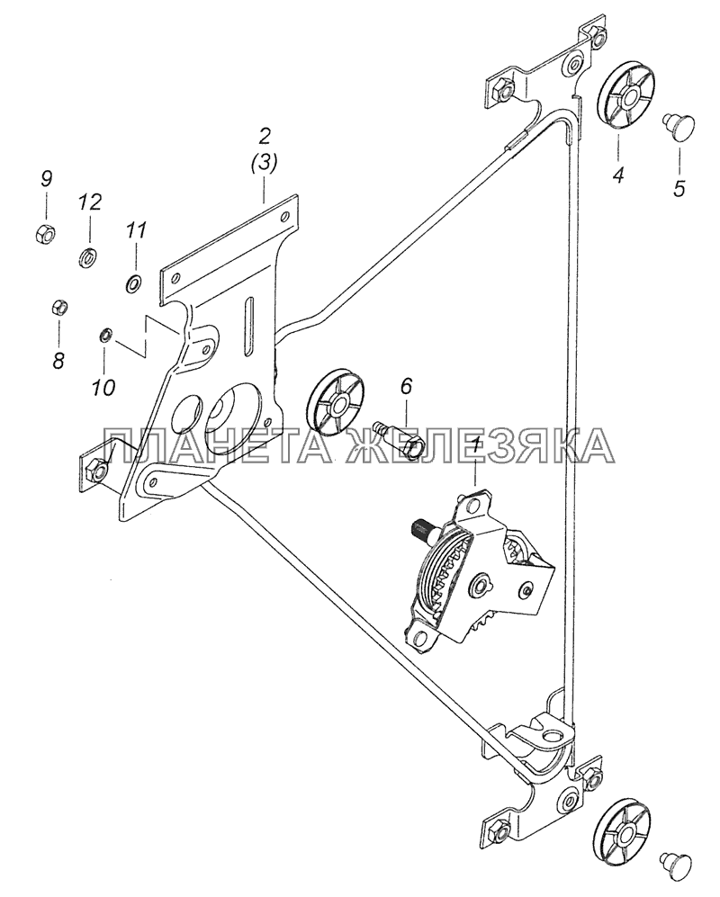 53205-6104011/010 Стеклоподъемник двери КамАЗ-65115 (Евро-3)