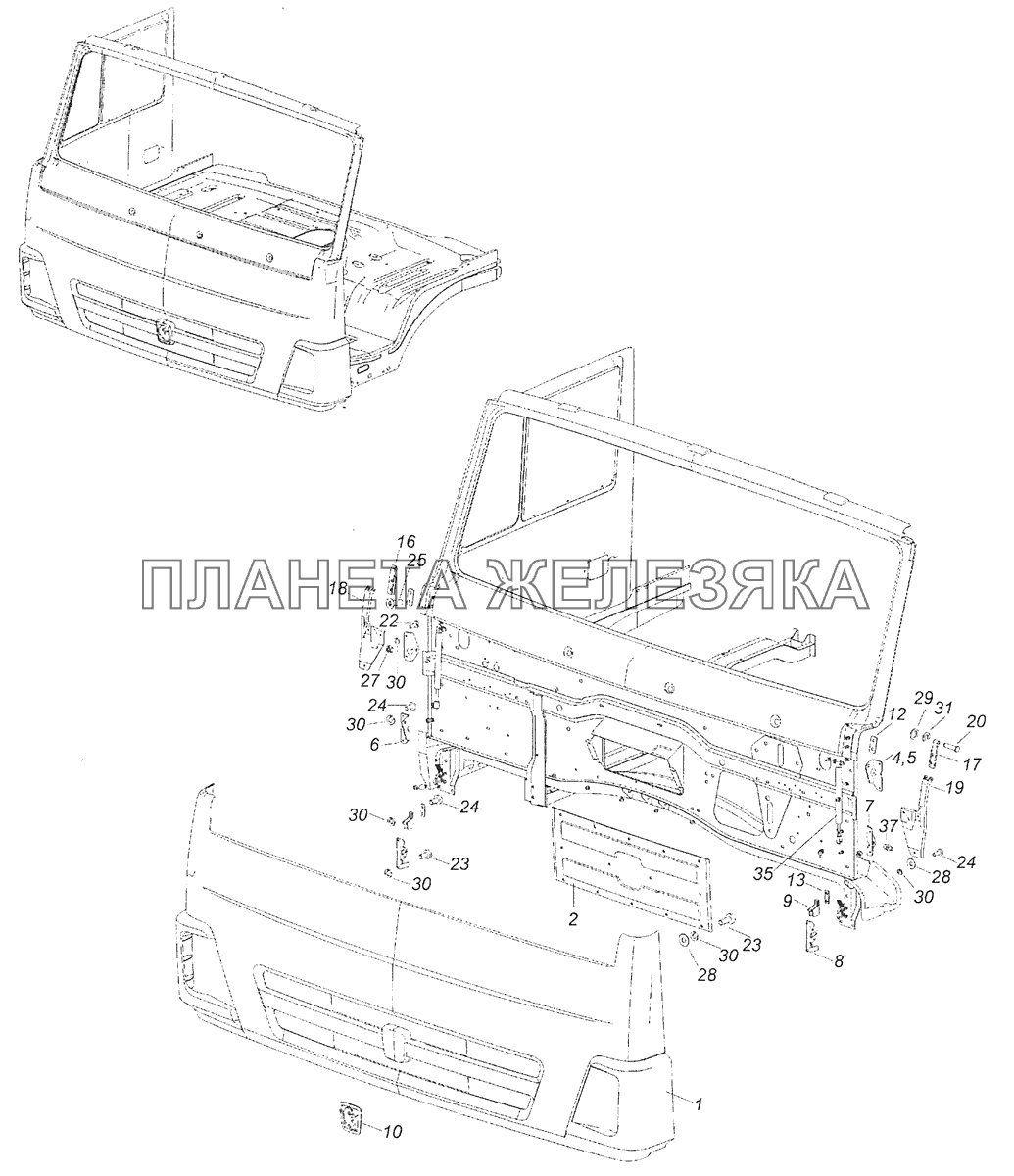 63501-8401009 Установка облицовочной панели КамАЗ-65115 (Евро-3)