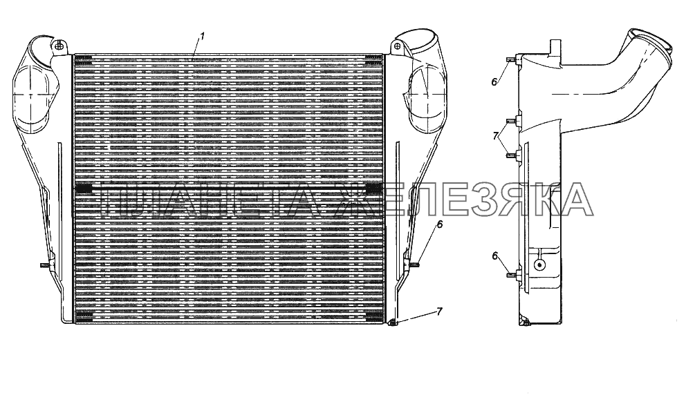 Теплообменник охлаждения наддувочного воздуха КамАЗ-65116