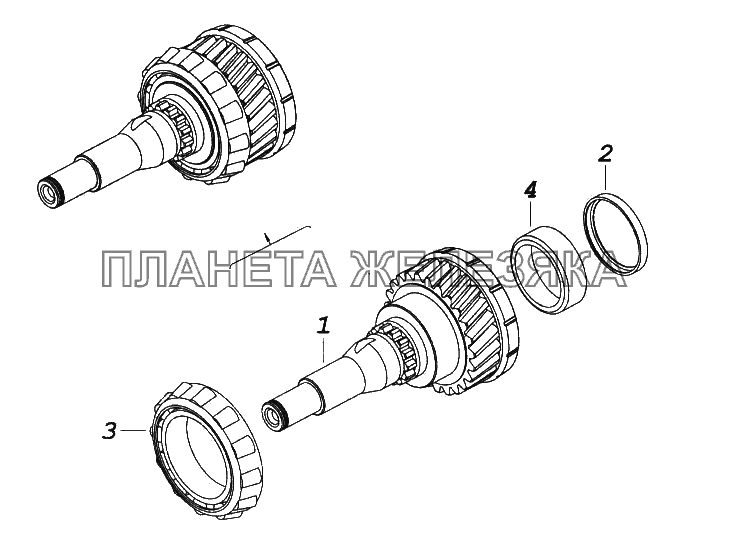 Вал первичный коробки передач с зубчатой муфтой и втулкой КамАЗ-65116
