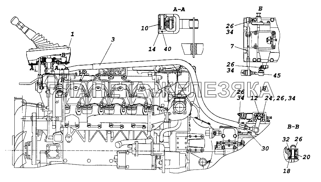 Привод управления механизмом переключения передач КамАЗ-65116