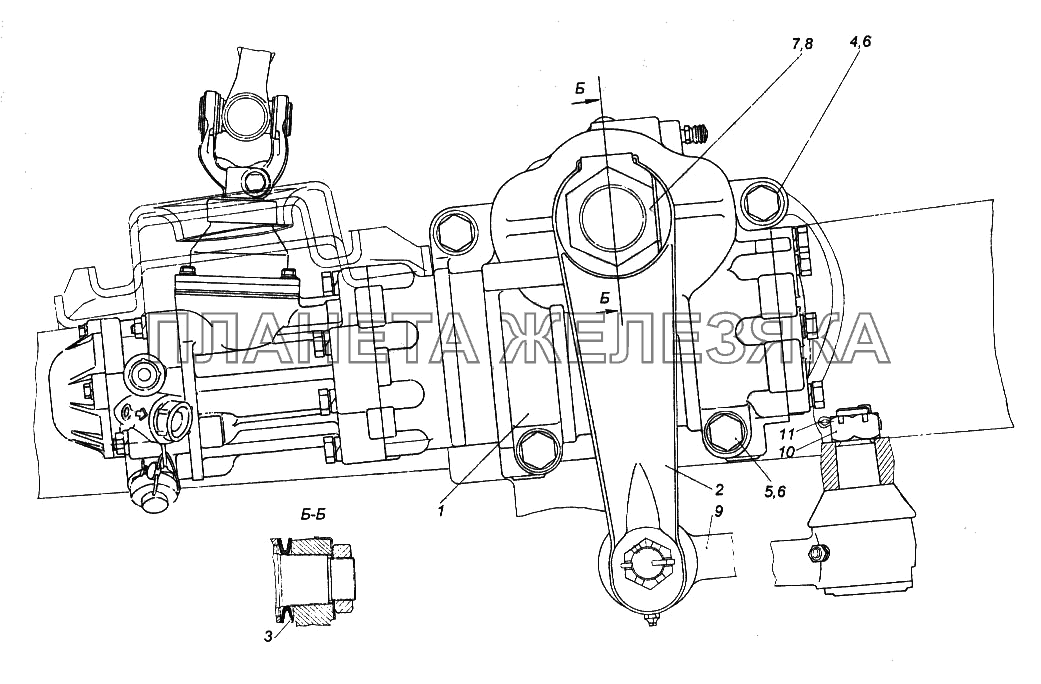 Установка рулевого механизма КамАЗ-65116