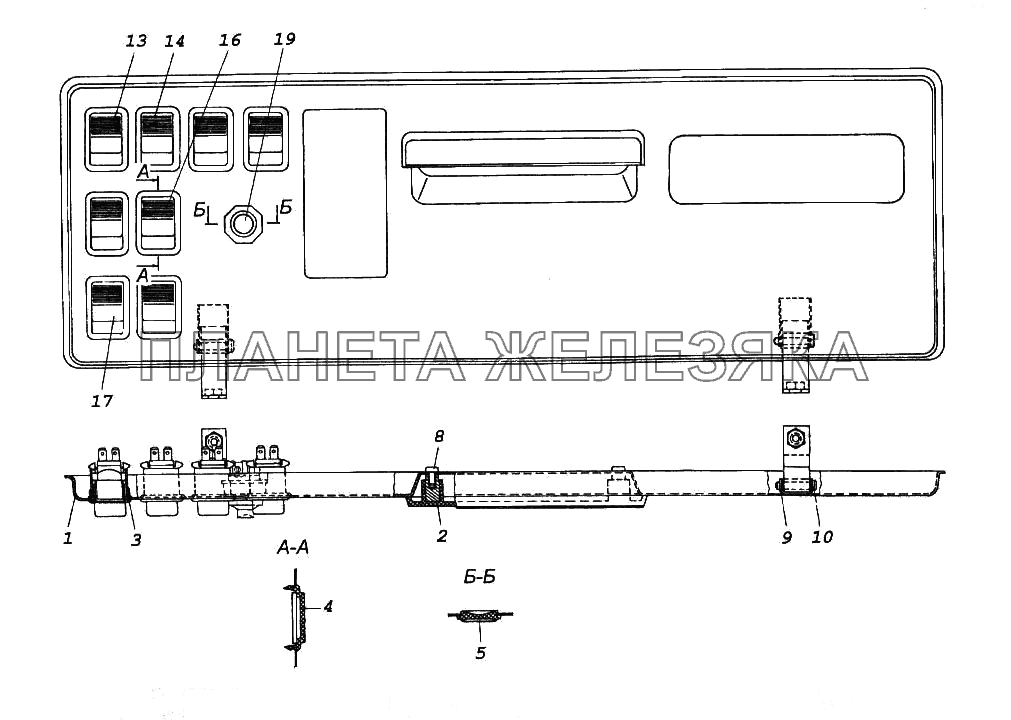 Панель выключателей КамАЗ-65116