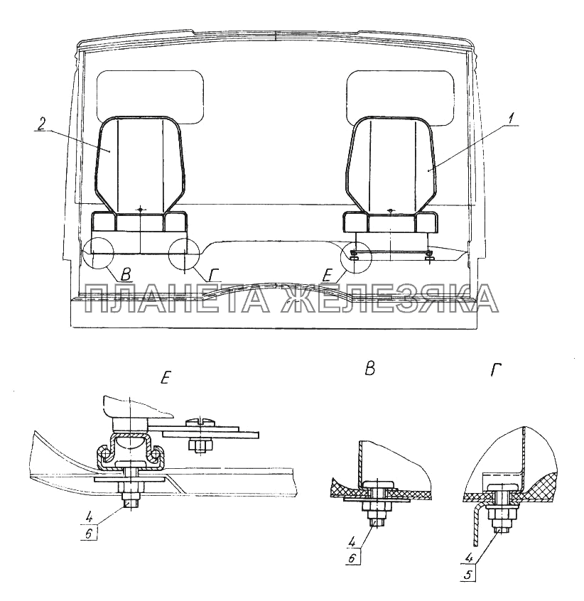 Установка сидений КамАЗ-65116