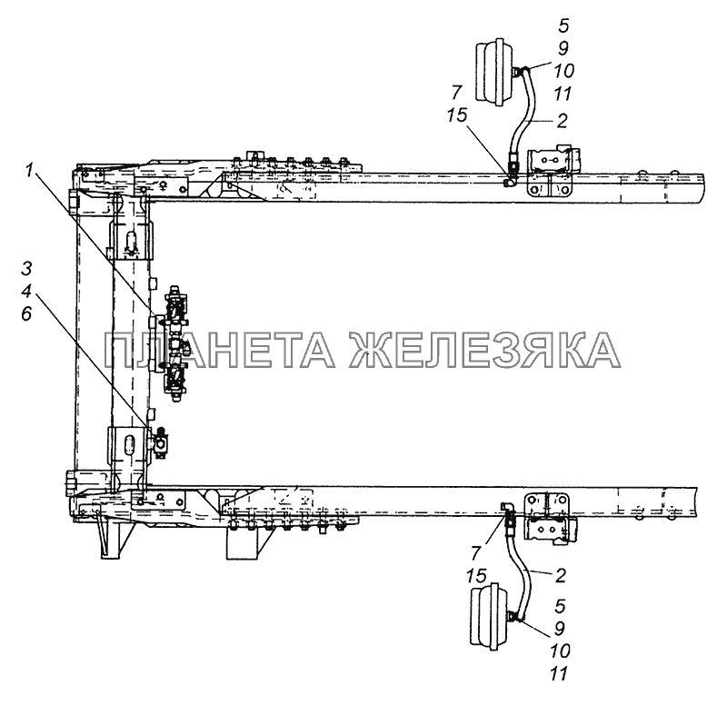 6520-3506001 Установка блока управления тормозами передней оси КамАЗ-6520 (Euro-4)