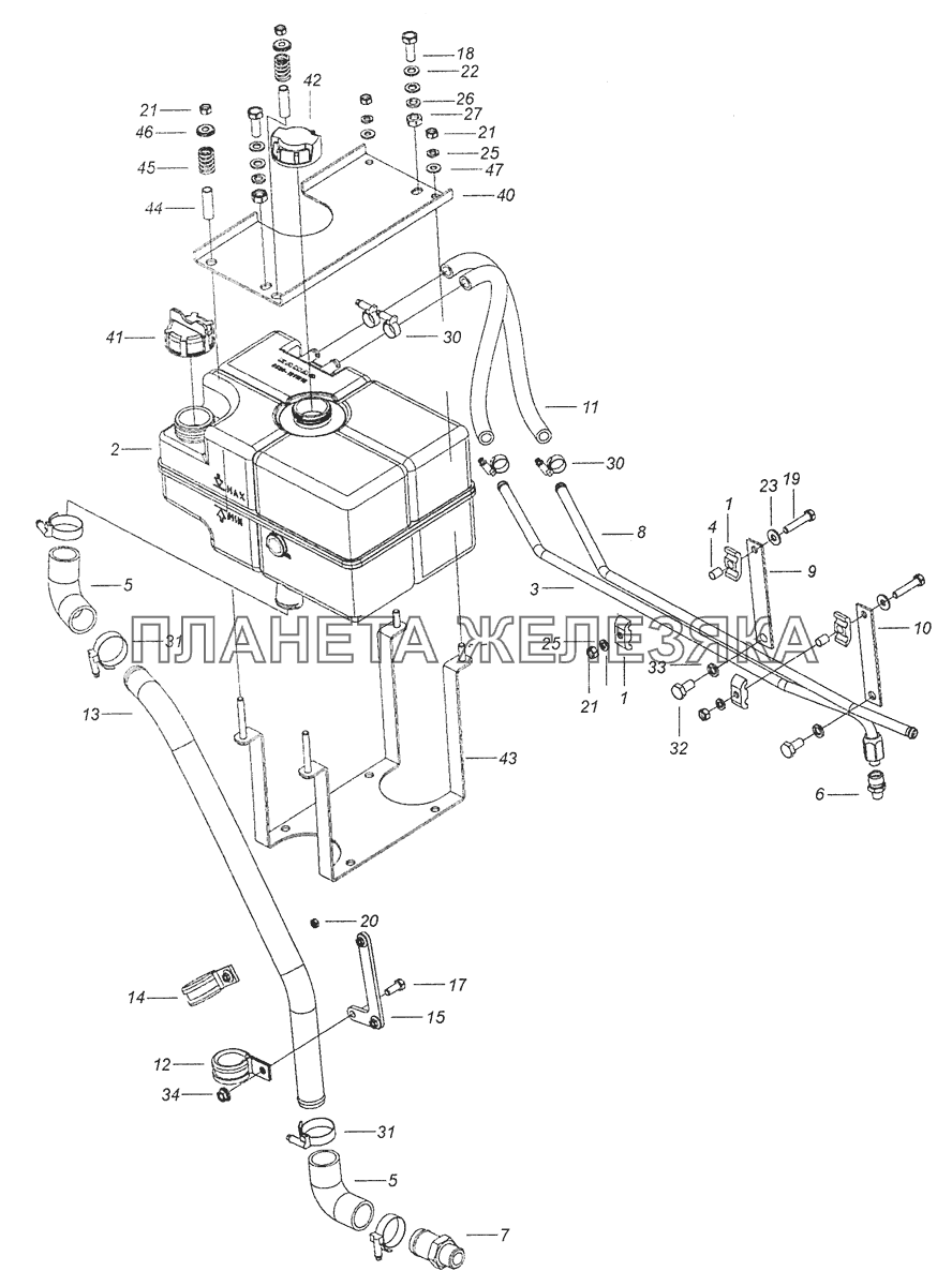 6520-1311005-30 Установка бачка расширительного КамАЗ-6520 (Euro-4)
