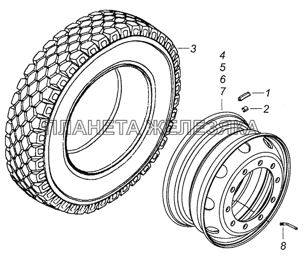 65205-3101011 Колесо с шиной КамАЗ-6520 (Euro-4)