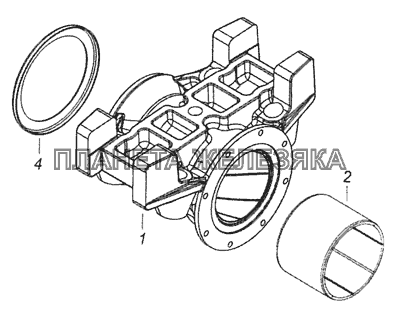 6520-2918068 Башмак рессоры с втулками и чашкой - Spring shoe with bushings and cup КамАЗ-6520 (Euro-4)