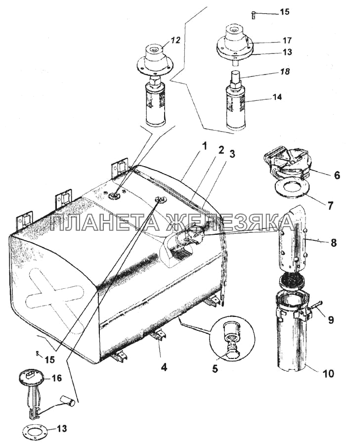 Бак топливный камаз 6520