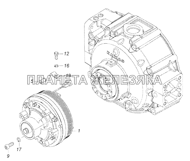 740.30-1317005 Установка электромагнитной муфты КамАЗ-65201 Евро 2-3