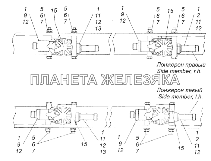 65201-3500042-41 Установка модуляторов АБС КамАЗ-65201 Евро 2-3