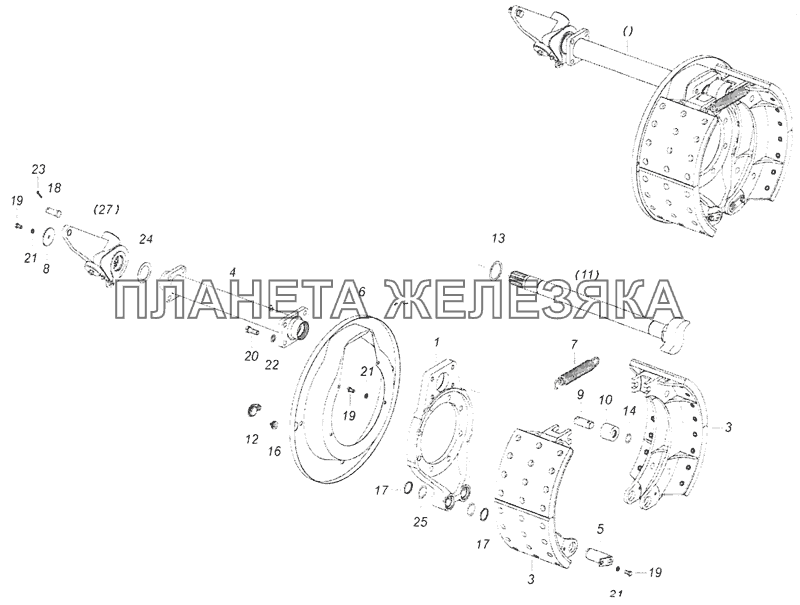 6520-3502011-12 Тормоз задний КамАЗ-65201 Евро 2-3