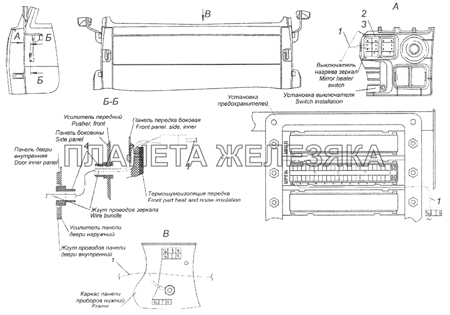 65115-3741008 Установка оборудования обогрева зеркал КамАЗ-65201 Евро 2-3
