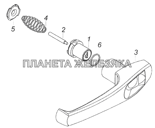 5320-6105150 Ручка двери наружная в сборе КамАЗ-65201 Евро 2-3