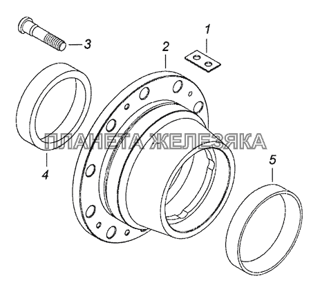 6520-3104012 Ступица заднего колеса с болтами КамАЗ-6522 (Евро-4)