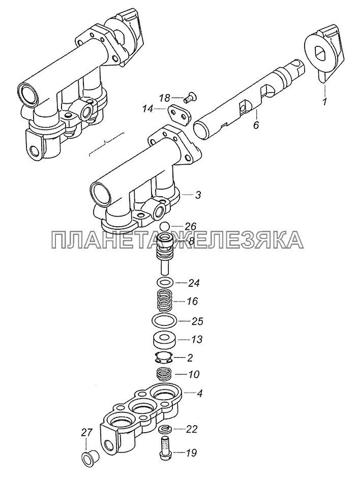 63501-1804010-10 Кран управления раздаточной коробкой КамАЗ-6522 (Евро-4)