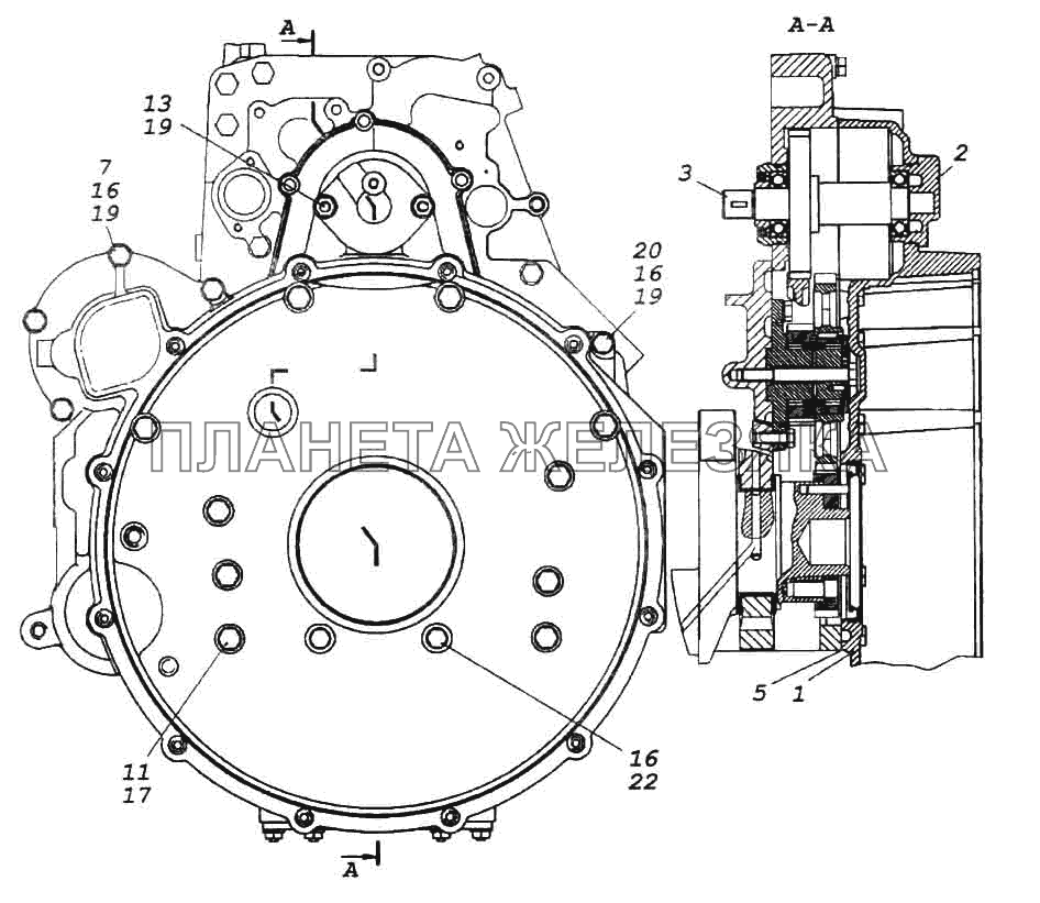 Установка картера маховика КамАЗ-6522