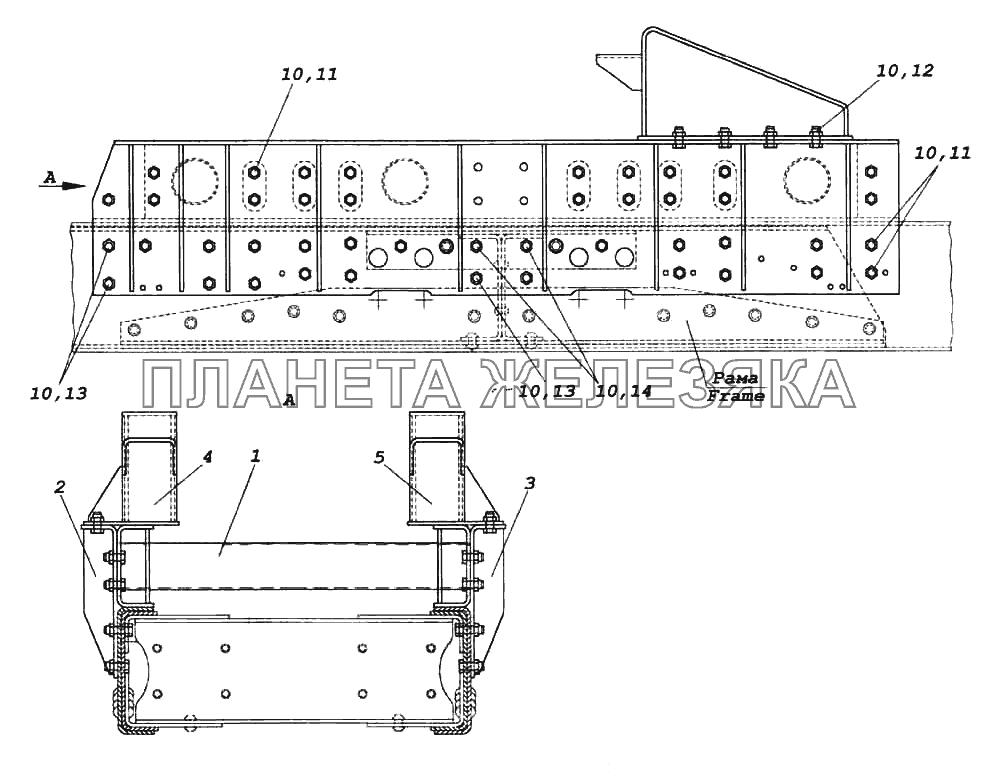 Установка надрамника КамАЗ-6522