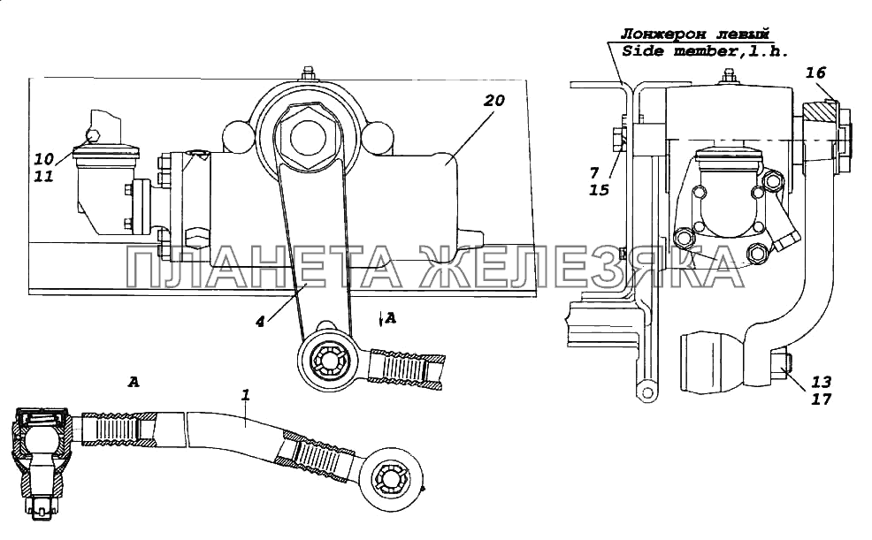 Установка рулевого механизма КамАЗ-6522