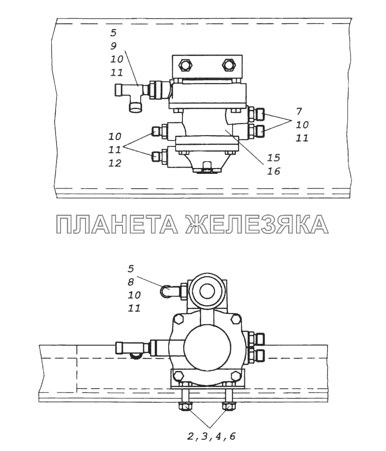 Установка клапана управления тормозами прицепа КамАЗ-6522