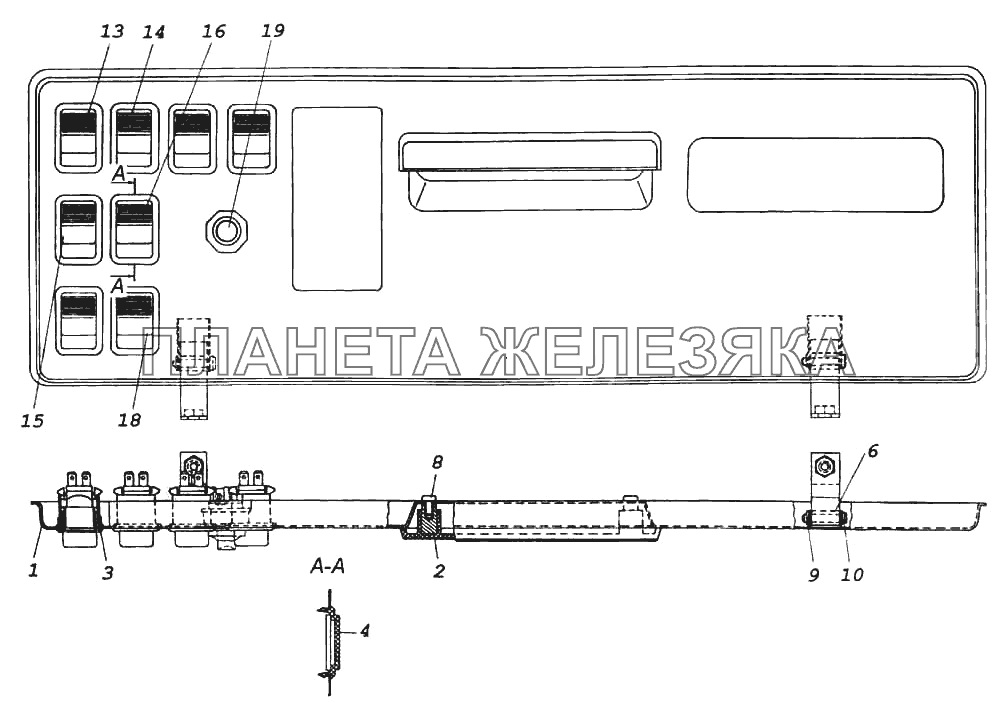 Панель выключателей КамАЗ-6522