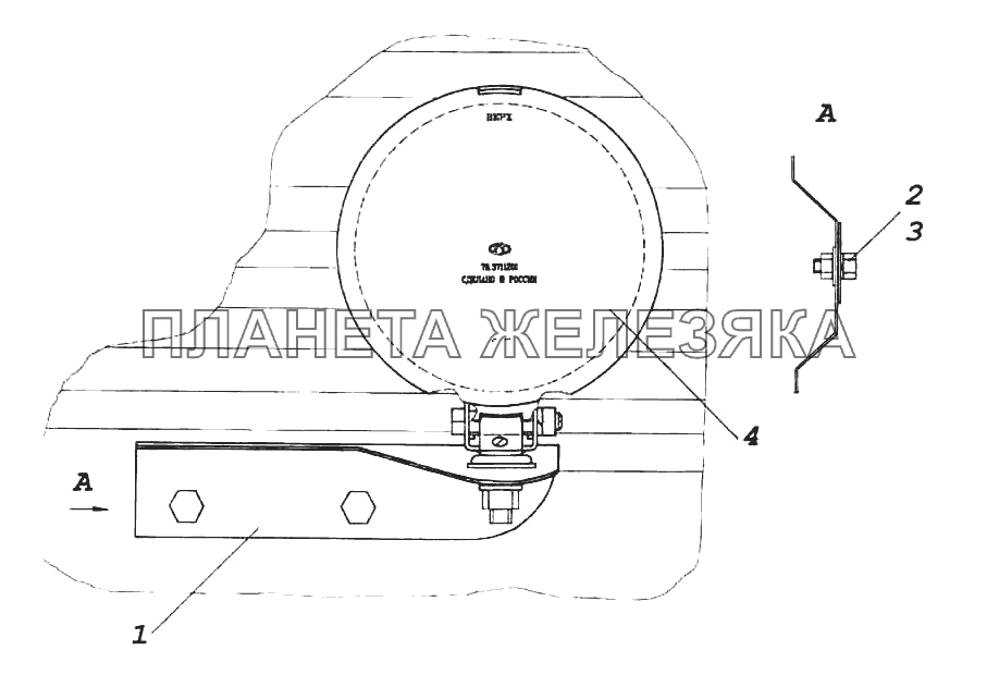 Установка прожектора освещения сцепного устройства КамАЗ-6522