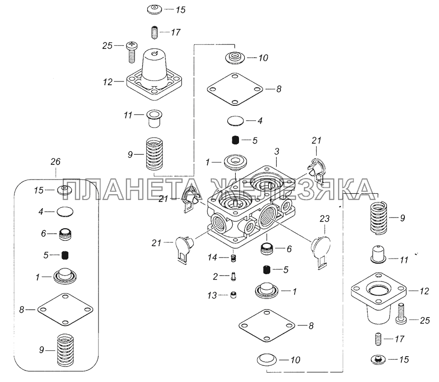 53205-3515400-10 Клапан защитный четырехконтурный КамАЗ-65226