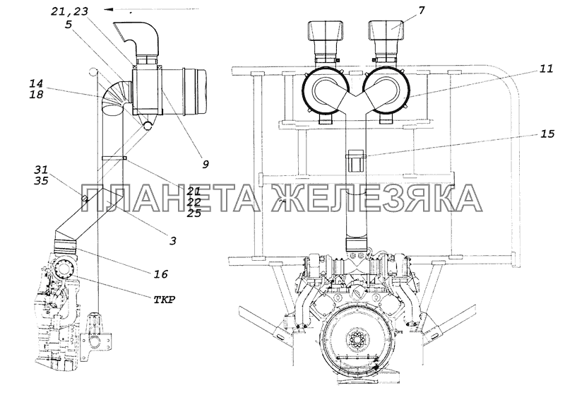 65226-1109001 Установка воздушных фильтров КамАЗ-65226