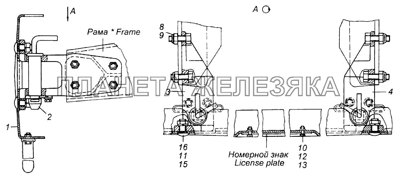 Установка переднего буфера КамАЗ-6540