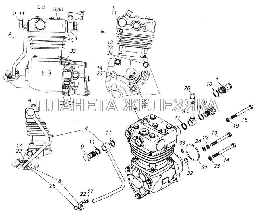 Установка компрессора КамАЗ-6540