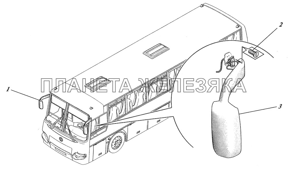  Установка зеркал заднего вида 4230-8200010 КАВЗ-4238 