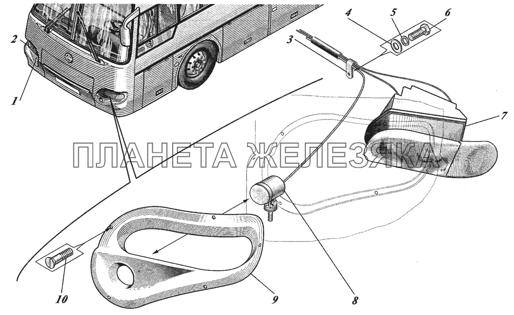  Установка фар головного света и противотуманных фар 4230-3711001-10 КАВЗ-4238 