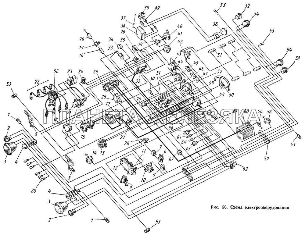 Схема электрооборудования КАВЗ-685