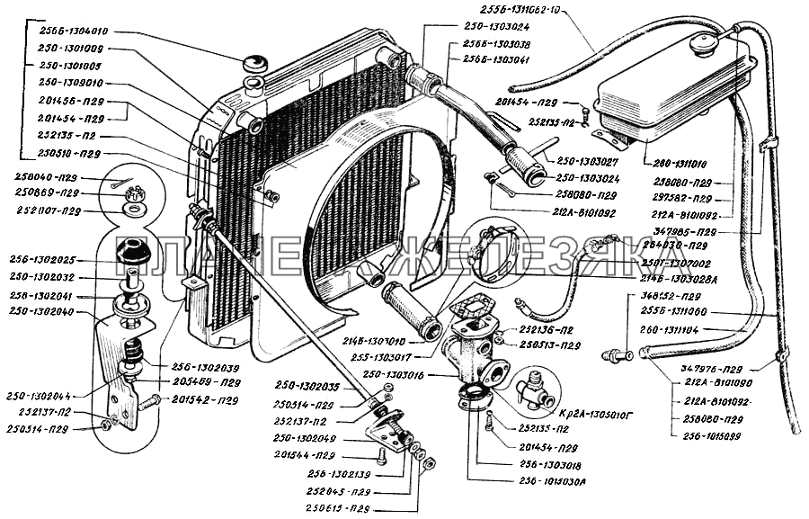 Радиатор с рамкой и кожухом КрАЗ-250