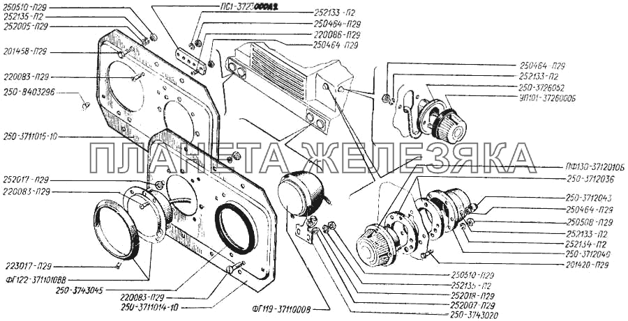 Установка передних фонарей и повторителей боковых указателей поворота КрАЗ-250